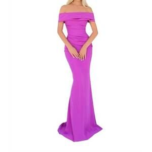 NEW TARIK EDIZ off the shoulder evening gown in fuschia